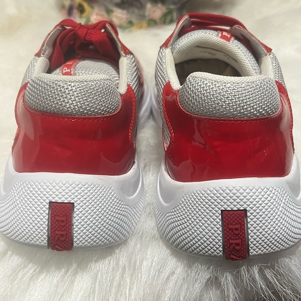 Prada Red and White Athletic SneakersSize EU 44 US 10-10.5 - Picture 11 of 15